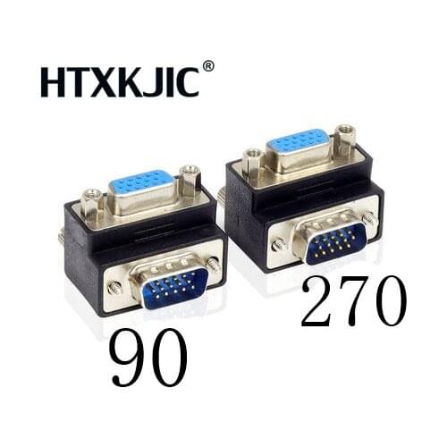 Up down 90 degree right angle VGA 15 pin male to female converter adapter 270 Degree For computer vga Connctor