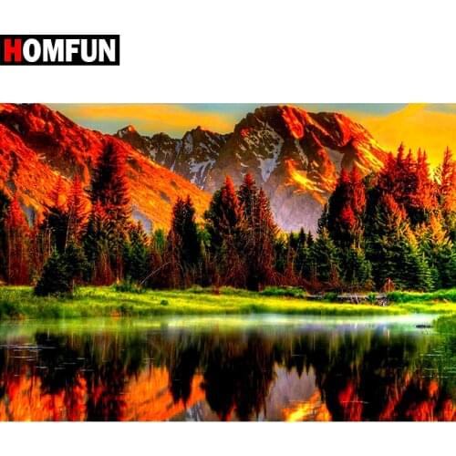 HOMFUN Full Square/Round Drill 5D DIY Diamond Painting "Scenic Lake water" Embroidery Cross Stitch 3D Home Decor Gift BK013