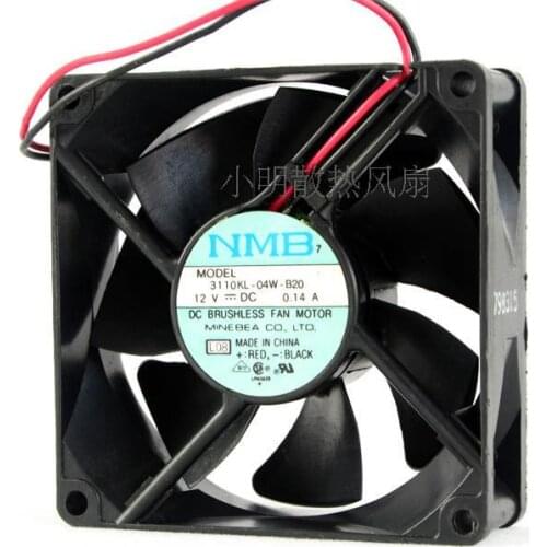 Free shipping Original NMB 3110KL-04W-B20 8025 8CM 12V 0.14A two wire ball cooling fan