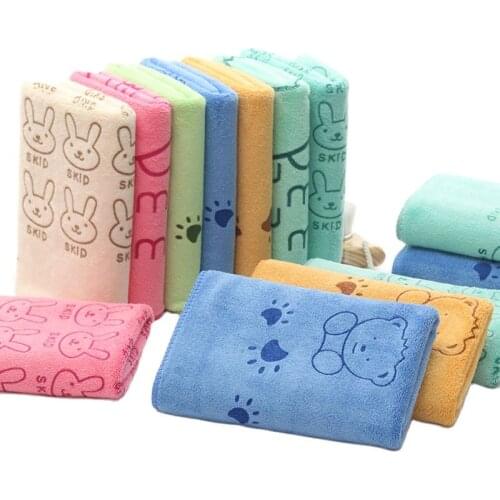 35*75cm Microfiber Soft Absorbent Quick-Drying Childrens Cartoon Towel Dry Hair Towel Face/Bath Towel Thick Soft Bathroom Towel