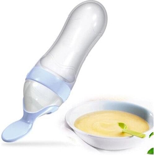 Infant Silica Gel Feeding Bottle With Spoon Food Supplement Rice Cereal Bottle Feeding Cup Baby Spoon tableware Feeder