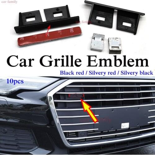 For A2 A3 A4 A5 A6 A7 A8 Q1 Q3 Q5 10pcs 3D Metal ABS Racing Rally Front Hood Grille Badge Emblem Car Accessories