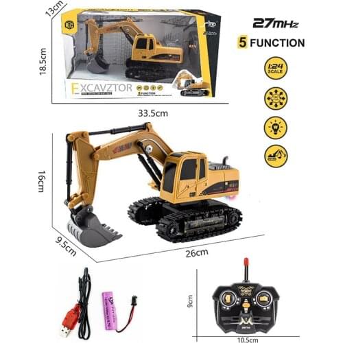 2.4Ghz 6 Channel 1:24 RC Excavator toy RC Engineering Car Alloy and plastic Excavator RTR For kids Christmas gift 2020 NEW