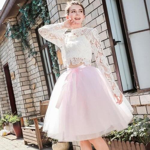 5 Layers Midi Tulle Skirts Womens Fashion TUTU Skirt Elegant Wedding Bridal Bridesmaid Skirt Wedding Lolita Underskirt Petticoat