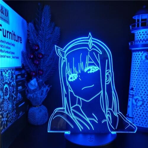 Darling In The Franxx Anime Figures Zero Two 3D Led Visual Lamp Action Figurine Night Lights Model Touch Sensor Collectible Doll