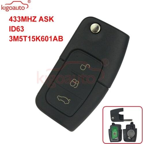 Kigoauto no chip 3M5T15K601AB flip key 3 button HU101 434Mhz for Ford Focus Galaxy S-max 2005-2012