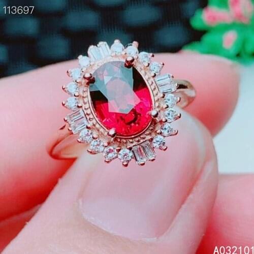 KJJEAXCMY fine jewelry S925 sterling silver inlaid natural Garnet new girl trendy ring support test Chinese style with box