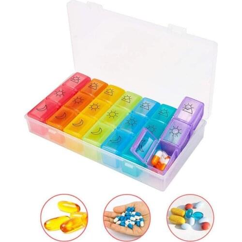 7/14 Grids 7 Days Weekly Candy Pill Case Drug Container Tablet Dispenser Organizer Container Independent Lattice Holder Pill Box