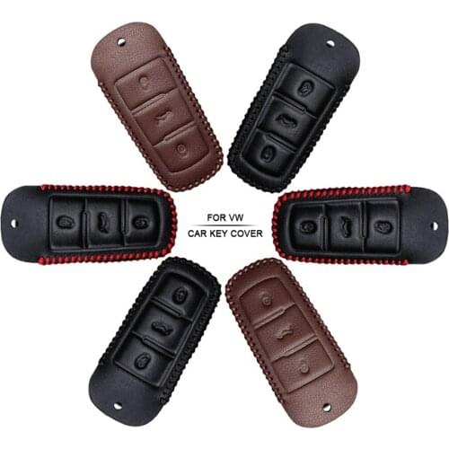 Leather Car Key Case Cover For Vw Volkswagen CC Passat b6 b7 Protection Key Shell Skin Bag Only case Keychain Ring Accessories