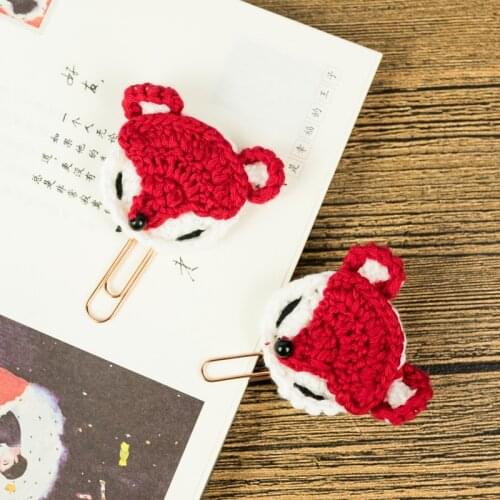 Cute kawaii Japanese cartoon fox paper clips set office school student metal memo clip bookmark set stationery supplies
