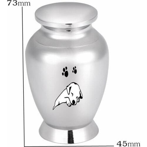 LHP114 Lovely Sleeping Dog Cremation Mini Urn for Ashes,Custom Engave Name&Date Stainless Steel Pet Urn Dog Keepsake Jewelry