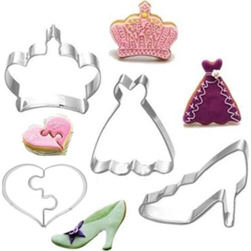 Fashion Lady Stainless Steel Cookie Stamps High Heel Dress Lipstick Makeup Dance Party Theme Cookie Mold Wedding Biscuit Mold