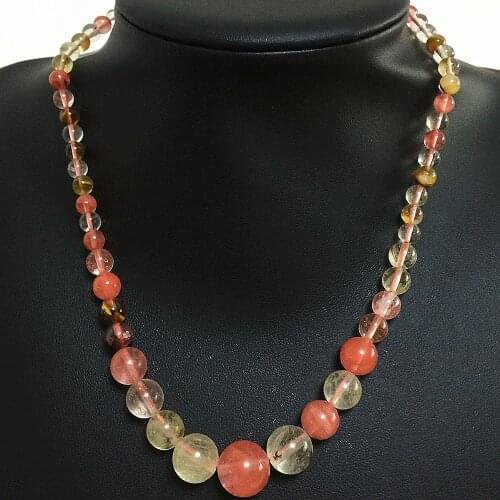 Fashion style 6-14mm newly watermelon tourmaline stone crystal faceted round beads diy necklace 17''GE4046