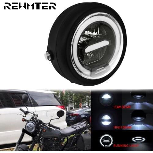 6.5'' Motorcycle Retro Black Metal LED Headlight Lamp Running HeadLamp Cafe Racer For Harley Dyna Touring For Honda For Suzuki