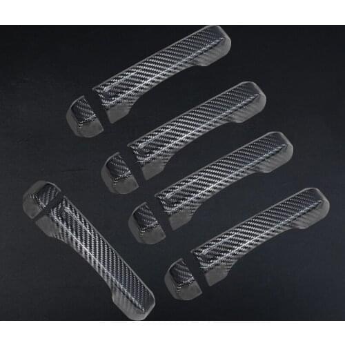 QHCP Carbon Fiber Car Door Handle Covers Trim Frame Sticker Anti-Scratch Exterior Accessories For Jeep Wrangler 2018-2021