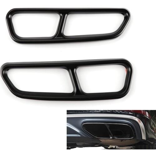 TAIHONGYU 2x Black Exhaust Tips Stainless Steel Cover Mouldings Trim Fit for Audi A6 C7 A7 A12