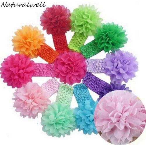 Naturalwell Little Girls Headbands Big Flower Headband Chiffon Floral Hairband Kids Hair Accessories Photo Prop 1pc HB246