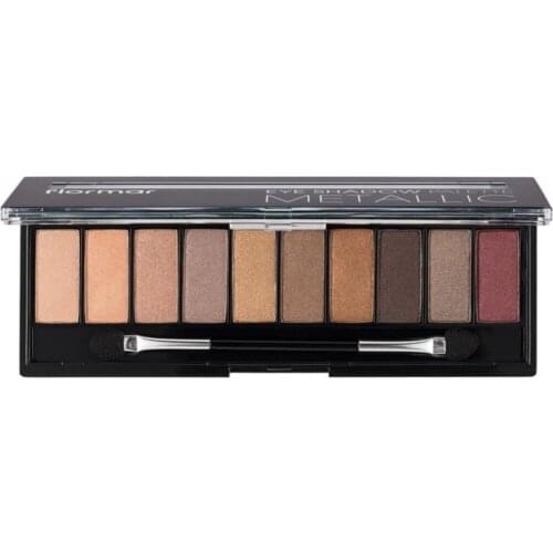Flormar Eyeshadow Palette Metallic Shimmer Matte Palette Orange Brown Red Beige 10 Colors