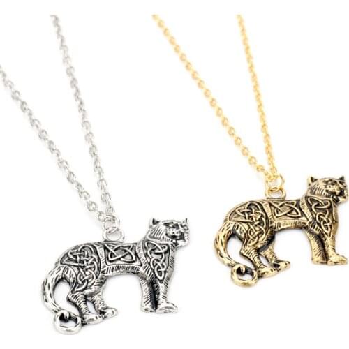 Dongsheng Norse Viking Jewelry Slavic Necklace Retro Gold Animal Keitel Cat Pendant Necklace For Men Chain Gift-30