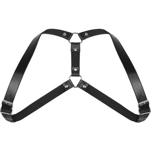 Men Black Adjustable Imitation Leather Double Shoulders Punk Costume Straps Men Harness Adult BDSM Bondage Belt Lingerie