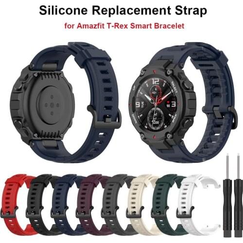 Soft Silicone Watch Band For Amazfit T-Rex Smart Watch Bracelet Replacement Wristband Adjustable Sports Watch Strap