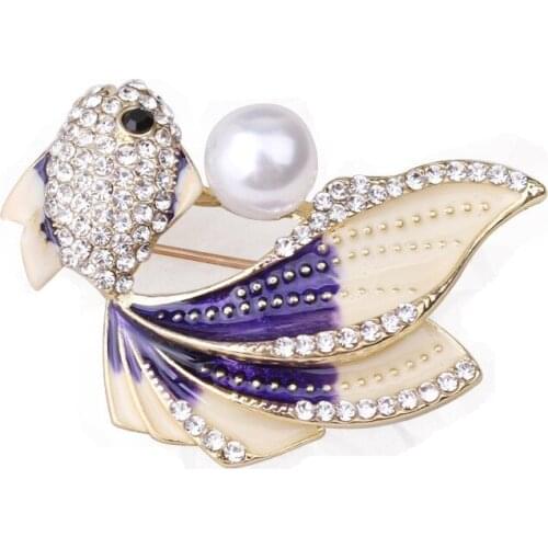 Style simple color enamel brooch female sweater shawl pin accessories high-grade koi goldfish breast enamel pins scarf buckle