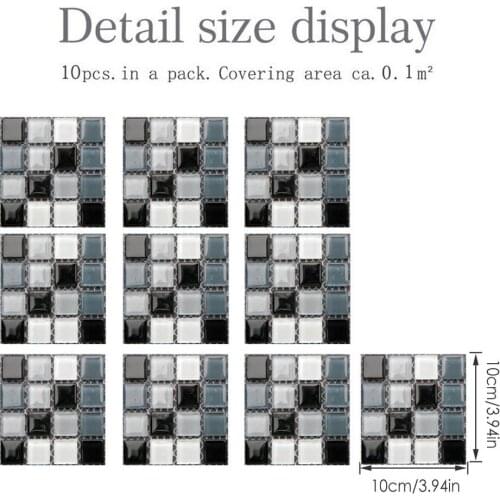10 Sheets Peel Stick Tile Backsplash, Vinyl 3D Self-Adhesive Tile Stickers 3D Mosaic Wall Sticker Kitchen Bathroom Counter Top