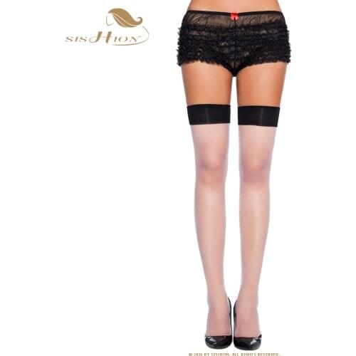 SISHION Vintage Velvet Tight High Stockings Sexy Women Over Knee Stretch Nylon Long Elastic Hosiery White and Black VS0005
