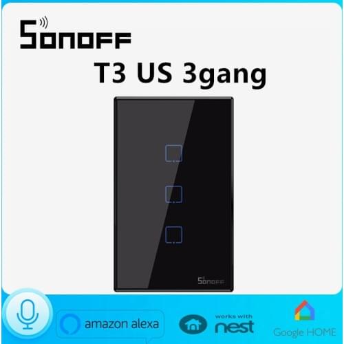 SONOFF T3US3C Wifi Light Switch 433 RF Controlled Power Wireless Wall Panel APP/RF/Voice/Touch Control Smart Home Alexa Voice