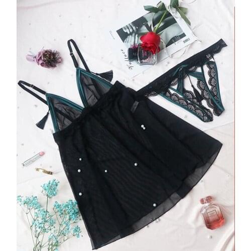 Lingerie for Women Lace Chemise V Neck Nightgown Sexy Sleepwear Nightdress with Sexy Lace Briefs