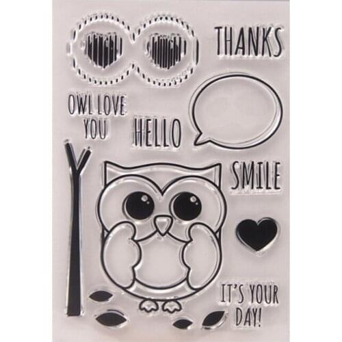 1 Sheet Kawaii Owl Transparent Clear Silicone Stamp Seal DIY Scrapbooking Rubber Stamping Coloring Diary Decoration Reusable