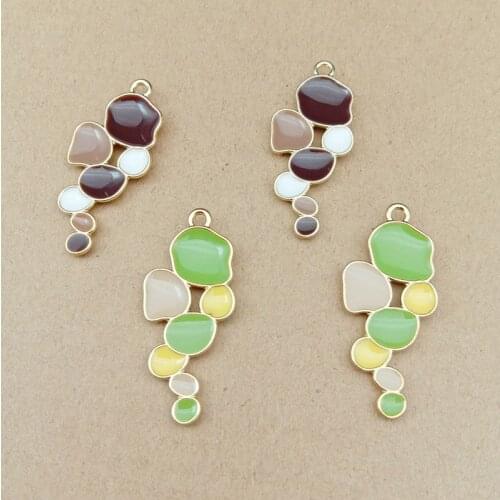 10pcs 35*15mm Colorful Stone Floating Enamel Charms Alloy Pendant Fit For Necklaces Bracelets DIY Female Fashion Jewelry YZ404