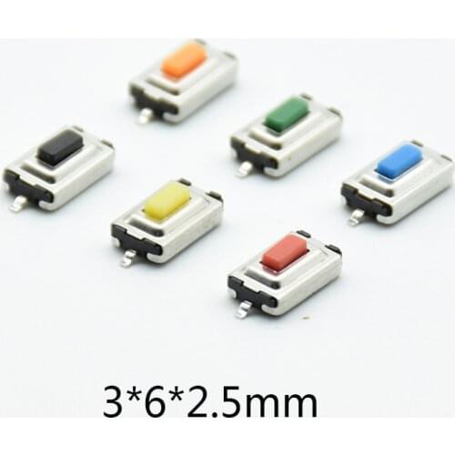 100pcs Tact Touch mini Micro Switch 3X6X2.5MM 3*6*2.5mm SMD yellow Red Black orange Green Blue Brown Button Head