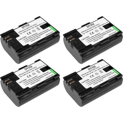 4Pcs 7.4V 2000mAh LP-E6 Camera Battery for Canon 70D 5D Mark II 80D 7D Mark II 60D 6D 7D BG-E14 BG-E13 BG-E11 BG-E9 BG-E7 BG-E6