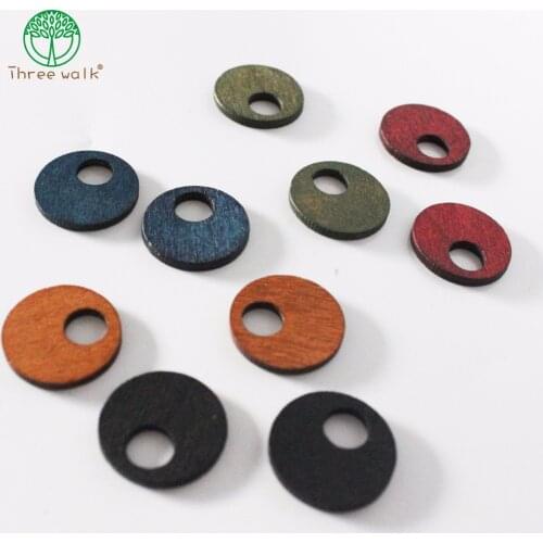 50pcs Mixed Color Flat Wood Round beads DIY wood chips Circles Wooden Tags Labels Baby Teether 2.5