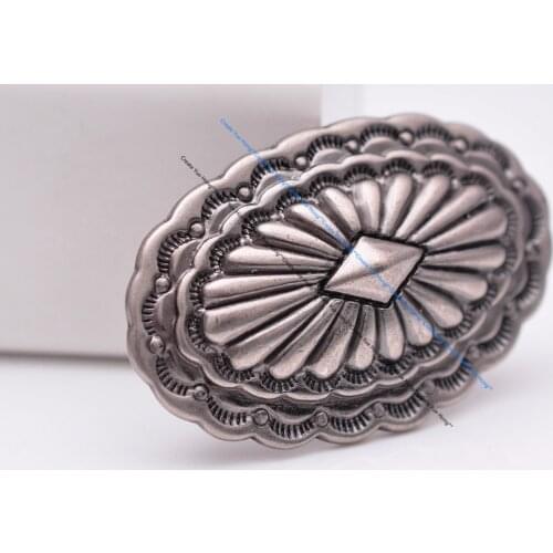6PCS 30*46MM Quality Antique Silver Western Cowboy Decor Traditional Southeast Flower Leathercraft Belt Saddle Tack Oval Concho