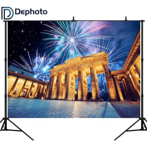 DePhoto photography backdrop Fireworks Color Spectacular doors holiday Celebration background original design for photo studio