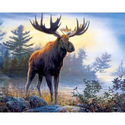 DIY Painting By Number Moose Animal 40x50 50x65cm Art Picture Style Modern Decorative Canvas Wall Artcraft Oil Painting For Kids
