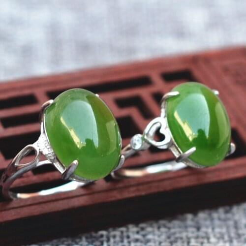 Hot Sell Natural Green HETIAN Jader Rings Hand-carved Jadeite BanZhi Men Fashion Finger Ring Jewelry