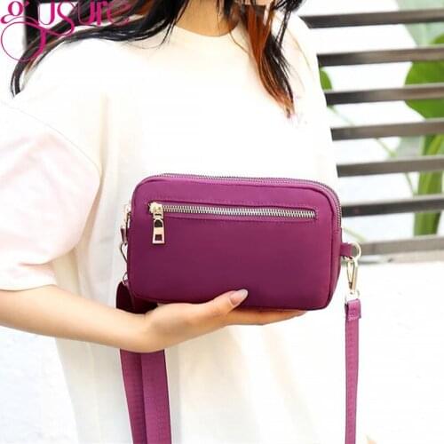 Gusure Women Fashion Solid Color Zipper Waterproof Nylon Shoulder Crossbody Bag Female Handbags Casual Travel Messenger Purse