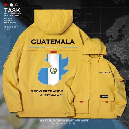 Republic of Guatemala Guatemalan GTM men jacket hooded map nation flag long sleeve windbreaker for men fashion autumn clothes