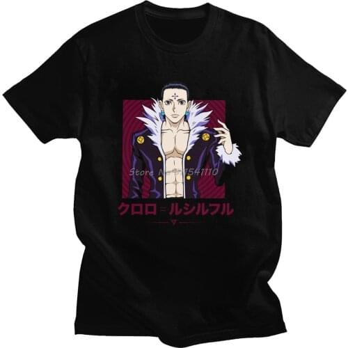 Classic HXH CHROLLO T-shirt Men Short Sleeved Hunter X Hunter Tshirt Loose Fit Cotton T Shirt Manga Anime Tee Top Clothes