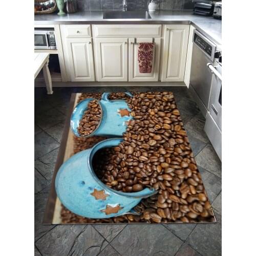 Coffee Bean 4 Pattern Kitchen Carpet, Fan carpet anti-slip floor carpet, teenagers carpet area rugs