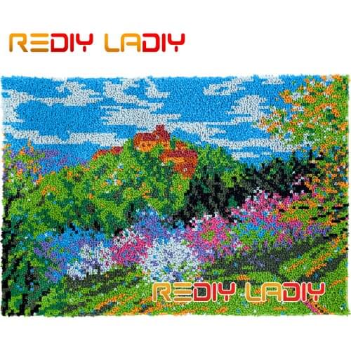 Latch Hook Rug Flowers of Valley Plush Wall Hangings DIY Carpet Rug Chunky Yarn Arts Cushion Crocheted Floor Mat Hobby & Crafts