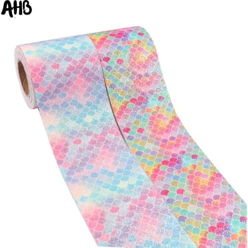 2y/lot 3" Glitter Ribbon Rainbow Mermaid Printed Ribbon 75mm DIY Hair Accessories Party Festival Decor Handmade Crafts Materials