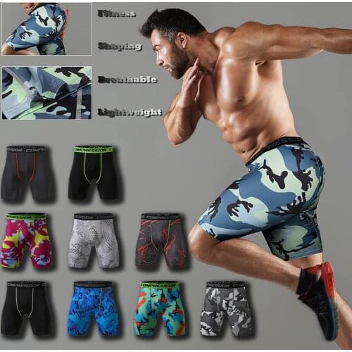 Men Sport Shorts Skinny Tights Athletic Short Leggings Undershorts For Running Workout Training Camouflage Elasticity Shorts Men