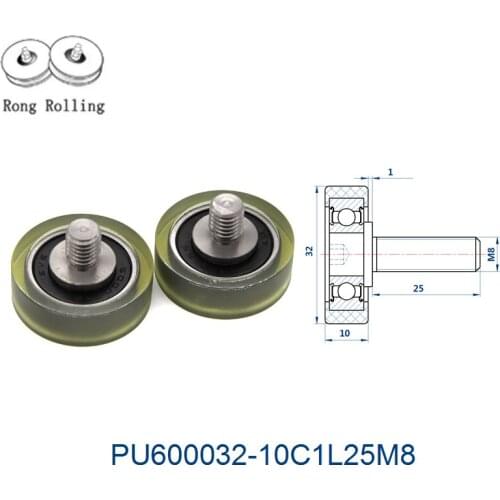 Outer diameter 32mm with 10mm thickness PU material coated bearing, drawer pulley, screw pulley, sliding door roller