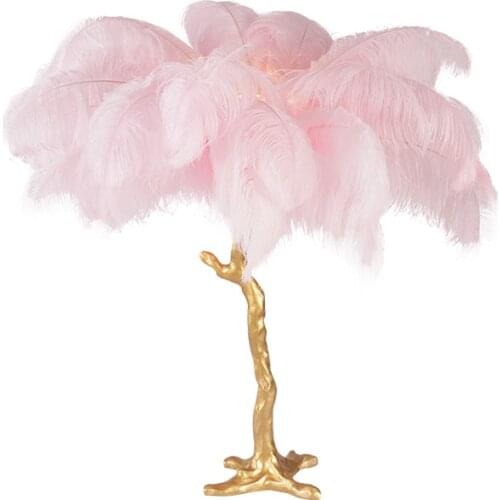 Ins Style Feather Table Lamp Bedroom Nordic Living Room Lamp Dining Table Light Creative Simple Resin Ostrich Feather Lamps