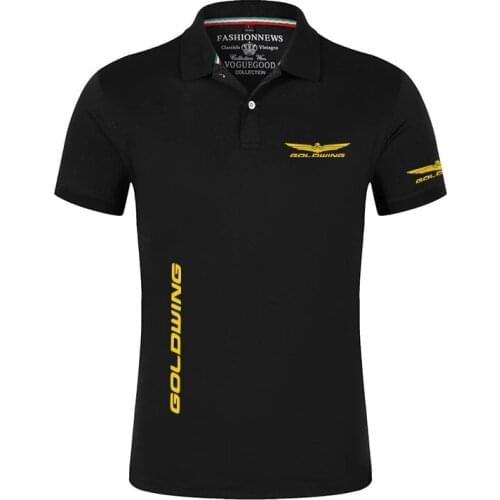 2021 New Honda GOLDWING New Mens Polo Shirt Mens Casual Deer Embroidered Cotton Polo Shirt Mens Short Sleeve High Volume Polo