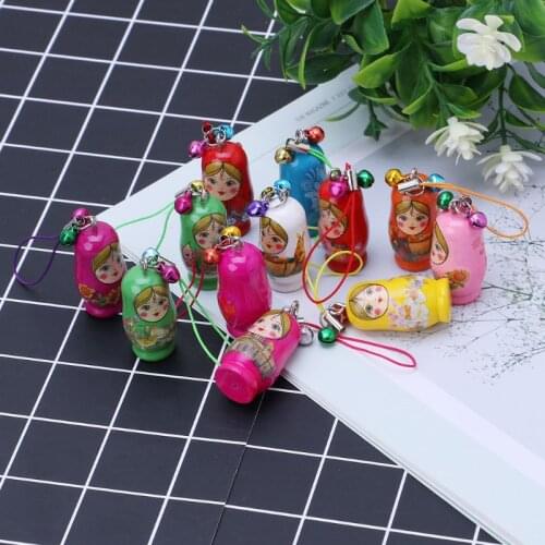 97BC New Cute Russian Nesting Dolls Matryoshka Doll Keychain Phone Hanger Bag Gifts Matryoshka mobile phone pendant